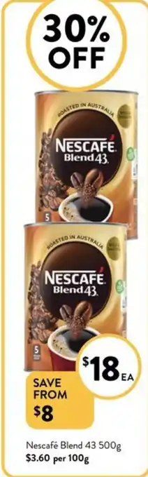 Foodworks Nescafé Blend 43 500g offer