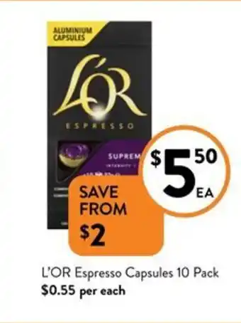 L'OR Espresso Capsules 10 Pack