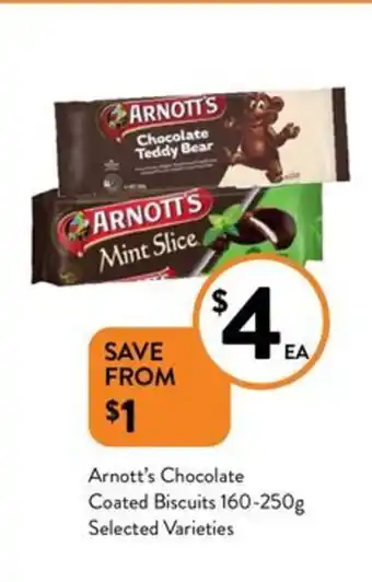 Foodworks Arnott's Chocolate Coated Biscuits 160-250g offer