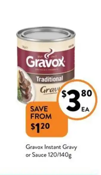 Foodworks Gravox Instant Gravy or Sauce 120/140g offer