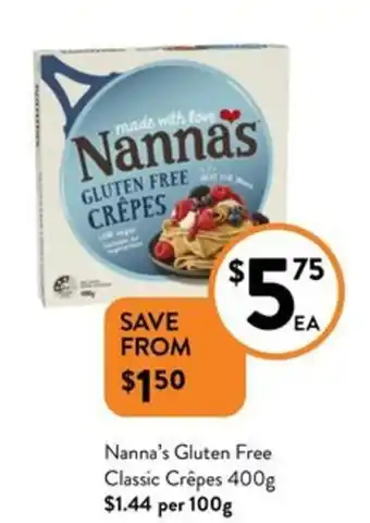 Foodworks Nanna's Gluten Free Classic Crêpes 400g offer