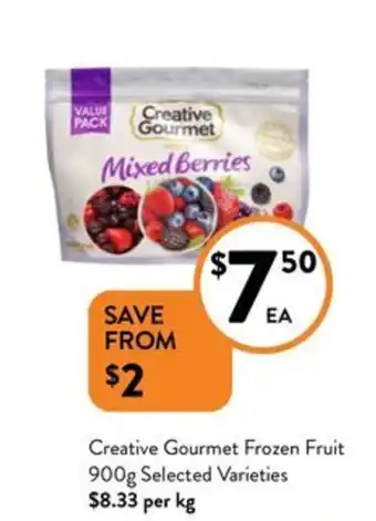Foodworks Creative Gourmet Frozen Fruit 900g offer