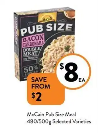 Foodworks McCain Pub Size Meal 480/500g offer