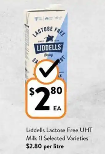 Foodworks Liddells Lactose Free UHT Milk 1L offer