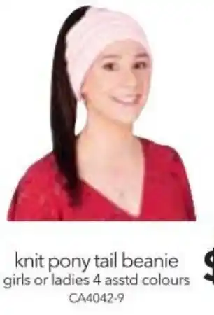 Cheap as Chips Knit Pony Tail Beanie Girls or Ladies offer