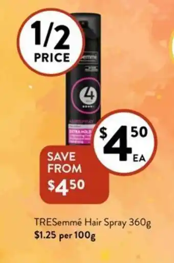 Foodworks TRESemmé Hair Spray 360g offer