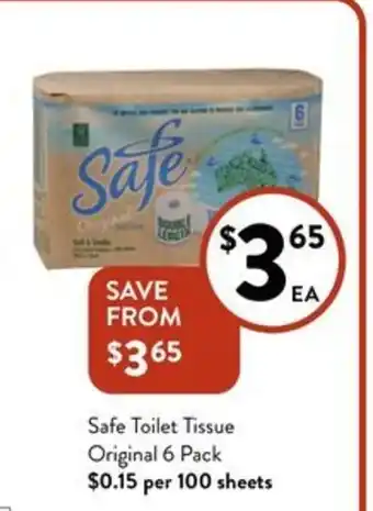 Foodworks Safe Toilet Tissue Original 6 Pack offer
