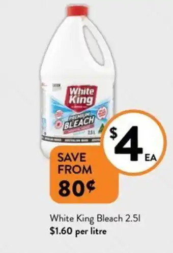 Foodworks White King Bleach 2.5L offer