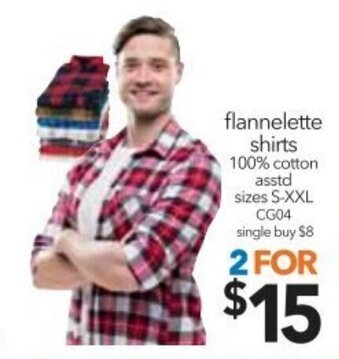 Cheap as Chips Flannelette Shirt 100% Cotton S-XXL offer