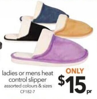 Cheap as Chips Ladies or Mens Heat Control Slipper offer