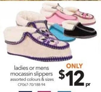 Ladies or Mens Mocassin Slippers