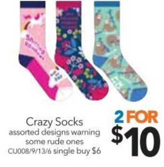 Cheap as Chips Crazy Socks offer