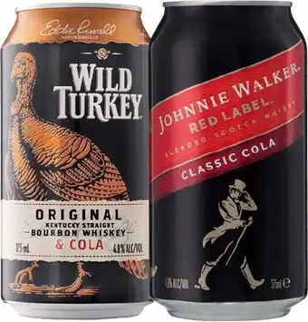 IGA Wild Turkey & Cola 4.8% or Johnnie Walker Red & Cola 4.6% 10 Pack offer