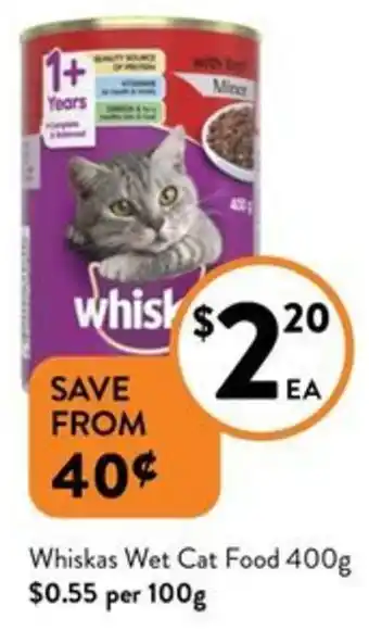 Foodworks Whiskas Wet Cat Food 400g offer