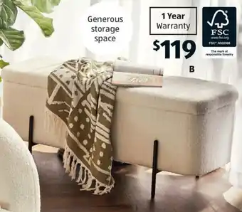 ALDI Bouclé Fabric Storage Ottoman offer
