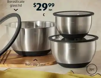 ALDI Stainless Steel Mixing Bowls 3pc Set offer
