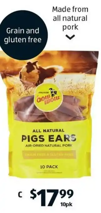 ALDI Bow Wow Pigs Ears 10pk offer