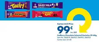 Campbells Wholesale Cadbury Chocolate Selected Varieties 39-60g offer