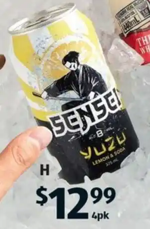 ALDI Sensei Alcoholic Yuzu, Lemon & Soda 4 x 375ml offer