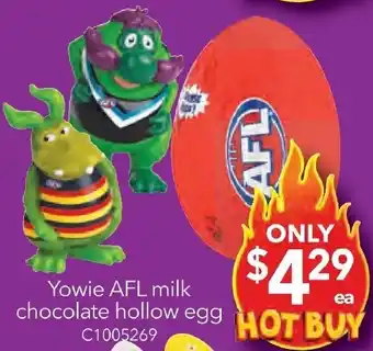 Cheap as Chips Yowie AFL milk chocolate hollow egg offer