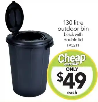 Cheap as Chips 130 litre outdoor bin offer