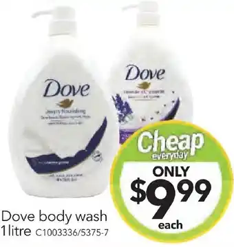 Cheap as Chips Dove body wash 1 litre offer