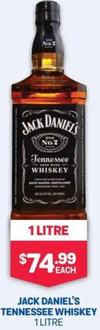 Bottlemart JACK DANIEL'S TENNESSEE WHISKEY 1 LITRE offer