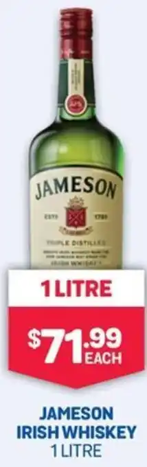 JAMESON IRISH WHISKEY 1 LITRE