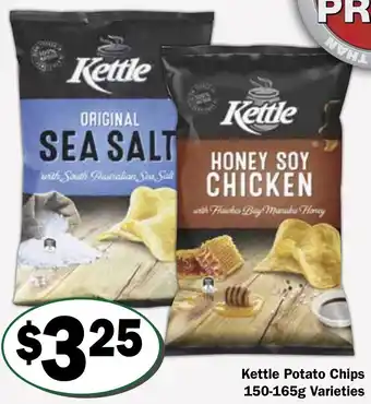 Friendly Grocer Kettle Potato Chips 150-165g Varieties offer