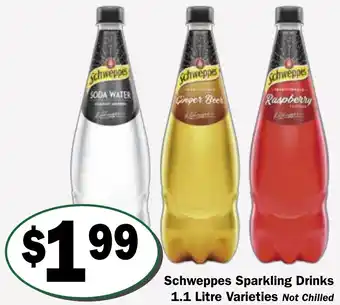 Friendly Grocer Schweppes Sparkling Drinks 1.1 Litre Varieties offer