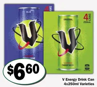Friendly Grocer V Energy Drink Can 4x250ml Varieties offer