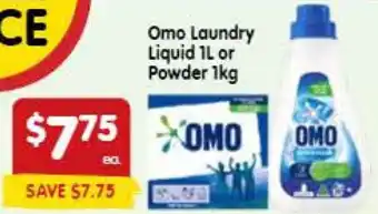 Spar Omo Laundry Liquid 1L or Powder 1kg offer