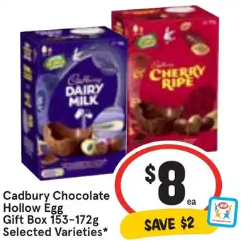 Ritchies Cadbury Chocolate Hollow Egg Gift Box 153-172g Selected Varieties offer