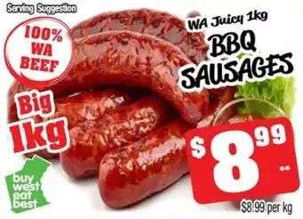 Farmer Jack's WA Juicy 1kg BBQ SAUSAGES offer