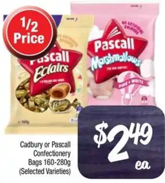 Farmer Jack's Cadbury or Pascall Confectionery Bags 160-280g offer