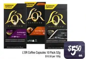 Farmer Jack's L'OR Coffee Capsules 10 Pack 52g offer