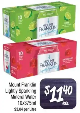 Farmer Jack's Mount Franklin Lightly Sparkling Mineral Water 10x375ml offer