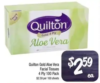 Farmer Jack's Quilton Gold Aloe Vera Facial Tissues 4 Ply 100 Pack offer
