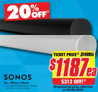 The Good Guys SONOS Arc - White or Black offer