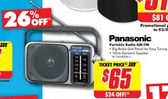 The Good Guys Panasonic Portable Radio AM/FM offer