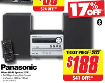 The Good Guys Panasonic Micro Hi-Fi System 20W offer