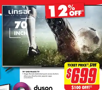 The Good Guys Linsar 70" UHD WebOS TV offer