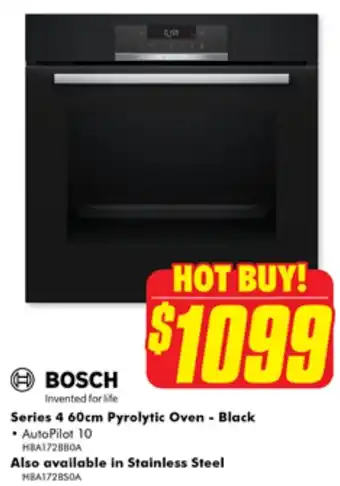 The Good Guys BOSCH Series 4 60cm Pyrolytic Oven - Black offer