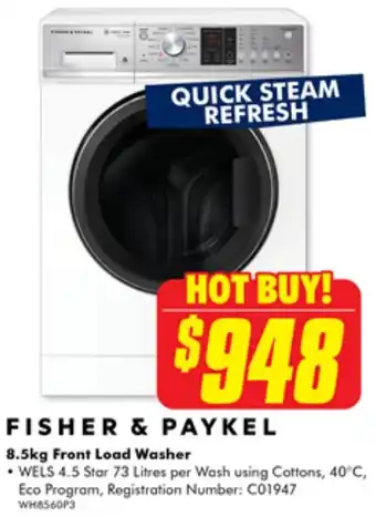 The Good Guys FISHER & PAYKEL 8.5kg Front Load Washer offer