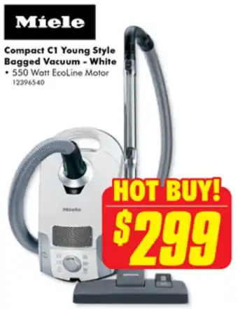 The Good Guys Miele Compact C1 Young Style Bagged Vacuum - White offer