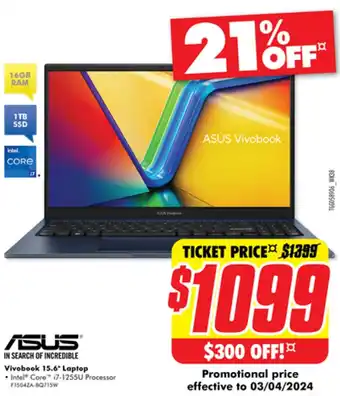 The Good Guys ASUS Vivobook 15.6" Laptop offer
