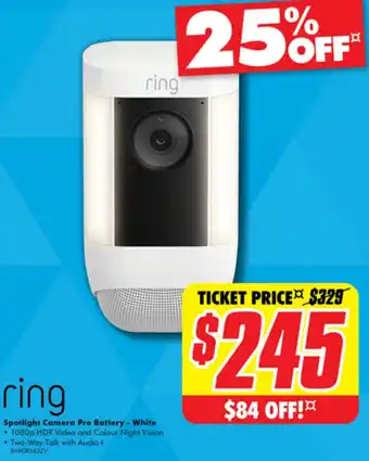 The Good Guys ring Spotlight Camera Pro Battery - White offer