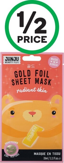 Jiinju Gold Foil Sheet Mask Radiant Skin Pk 1