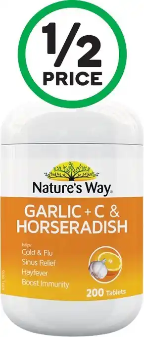 Woolworths Nature&#039;s Way Immunity Defence Garlic & Horseradish Pk 200# offer