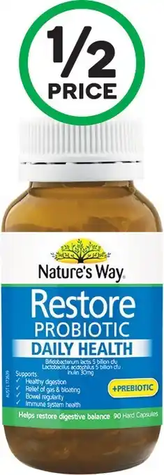 Woolworths Nature&#039;s Way Restore Probiotic Daily Health & Prebiotic Pk 90# offer